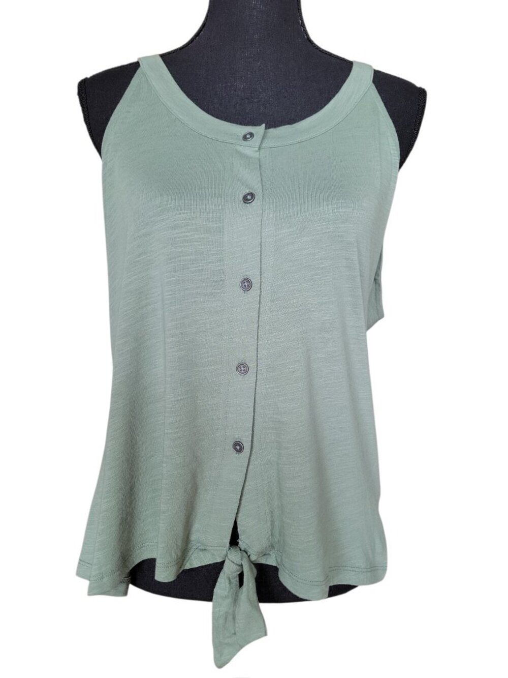Caslon Sage Green Tie Front Button Up Tank Junior's Size XL
